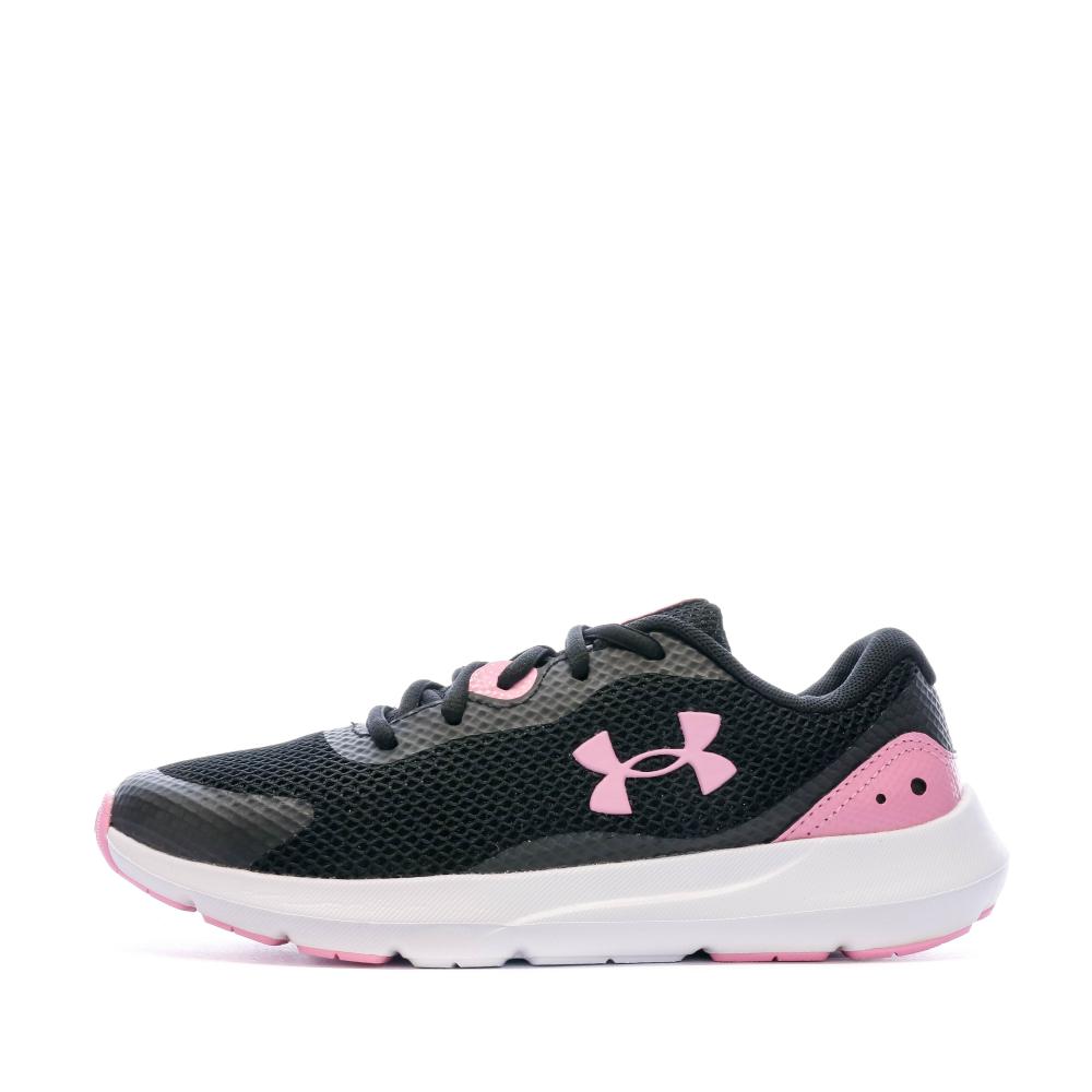 Chaussures de Sport Noir/Rose Femme Under Armour Surge 3 pas cher