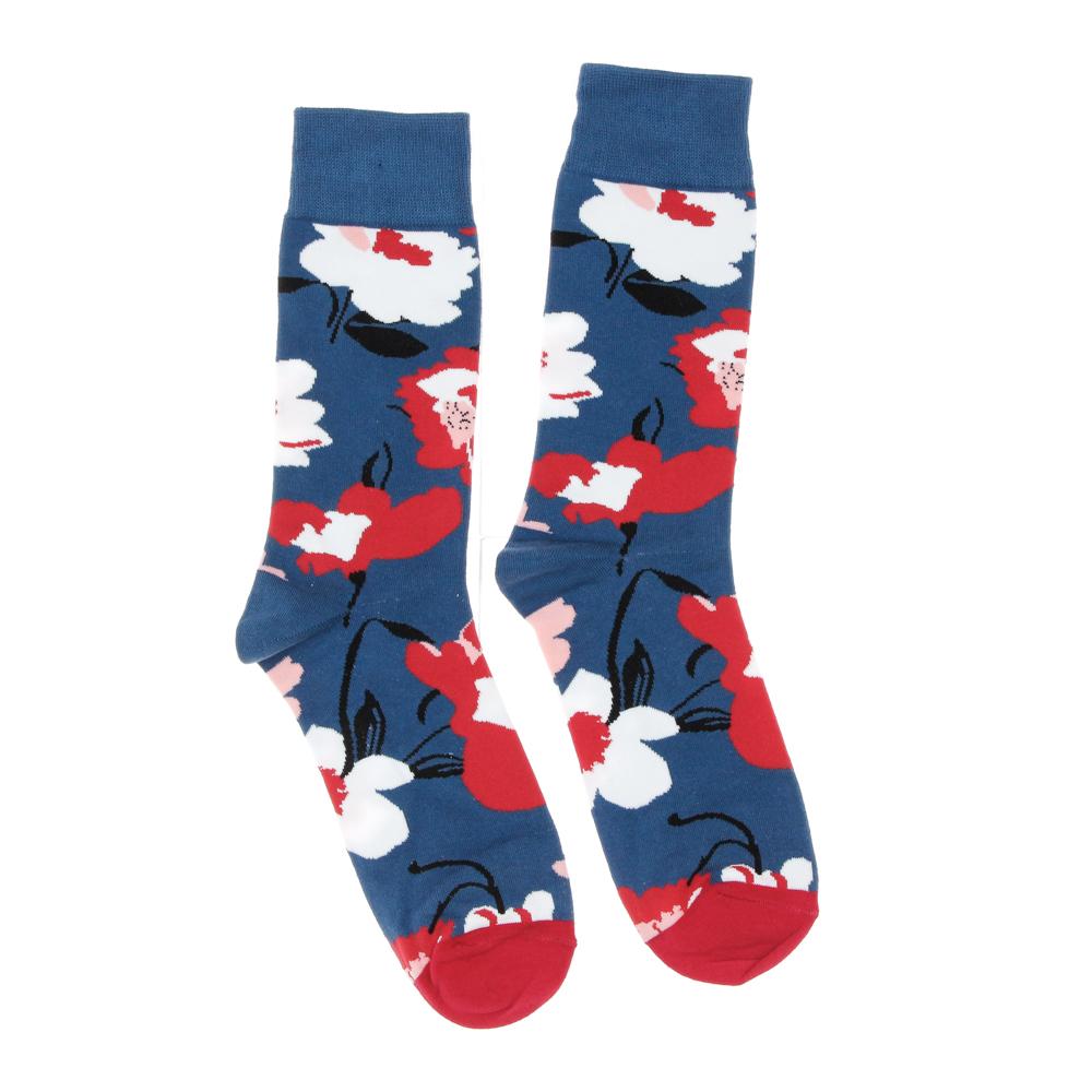 Chaussettes Bleu/Rouge Mixte Stella Green Fleurs pas cher
