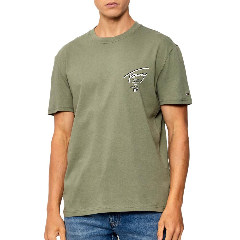 T-shirt Kaki Homme Tommy Hilfiger Tjm Reg Sign City pas cher
