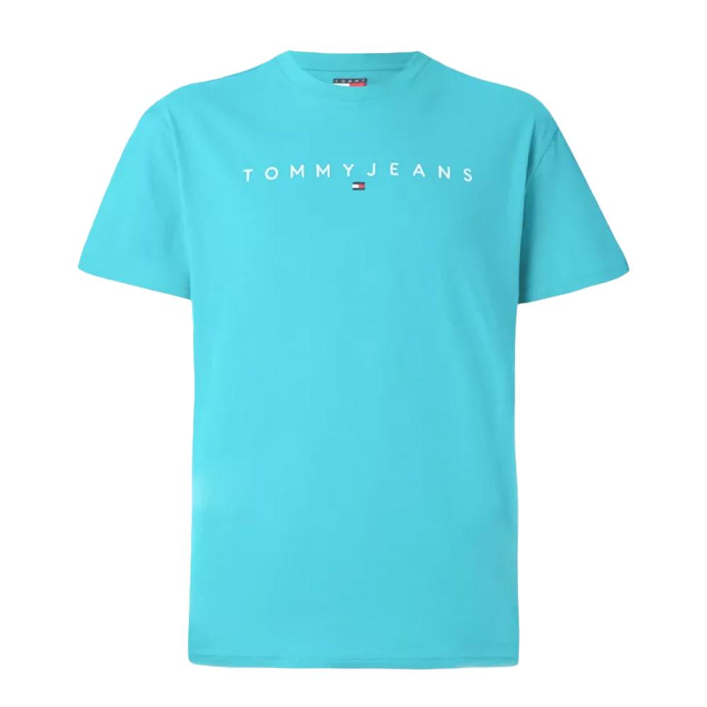 T-Shirt Turquoise Homme Tommy Hilfiger Reg Linear pas cher
