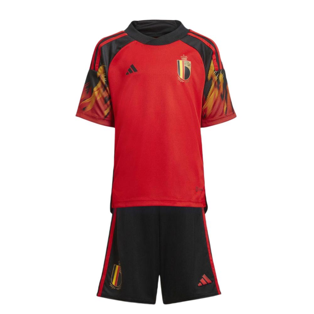 BELGIQUE Mini Kit Rouge/Noir Garçon Adidas 2022 pas cher