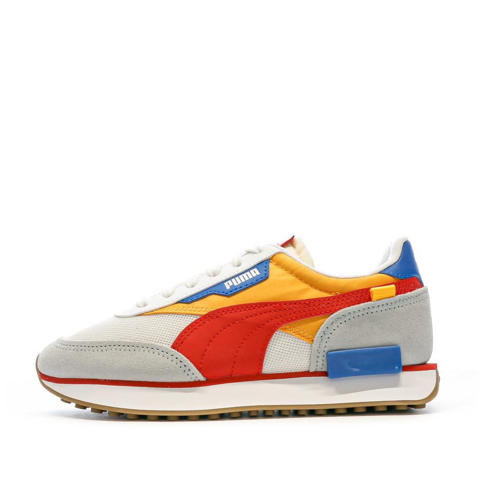 Baskets Blanches/Grises/Rouges Enfant Puma Future Rider pas cher
