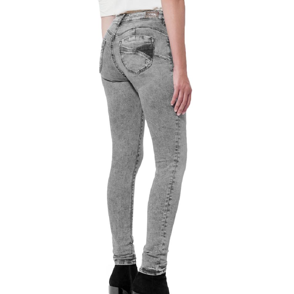 Jean Slim Gris Femme Kaporal Flore vue 2