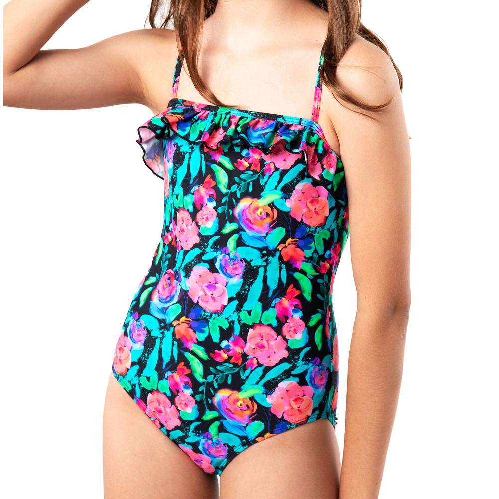 Maillot de Bain 1 Pièce à Fleurs Rose/Noir Fille Sun Project pas cher