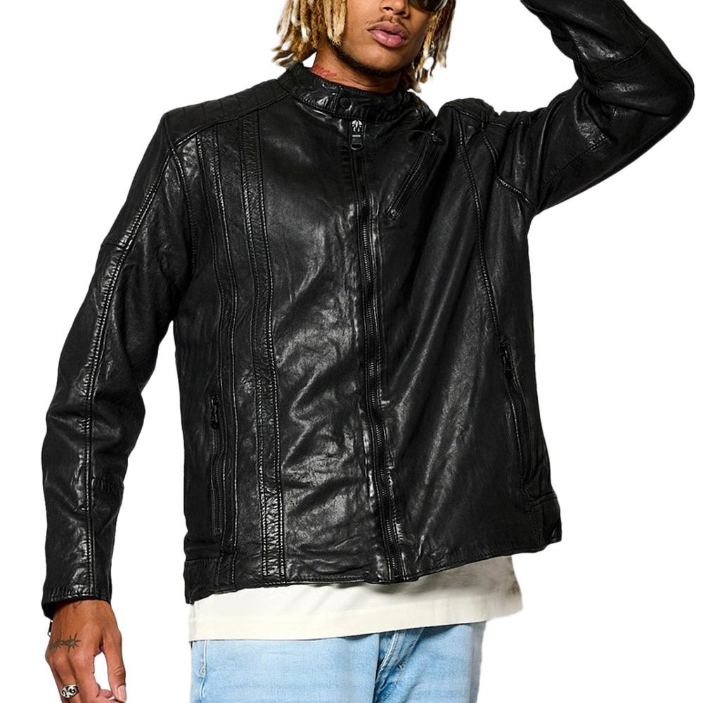 Veste en Cuir Noire Homme Kaporal BEN pas cher