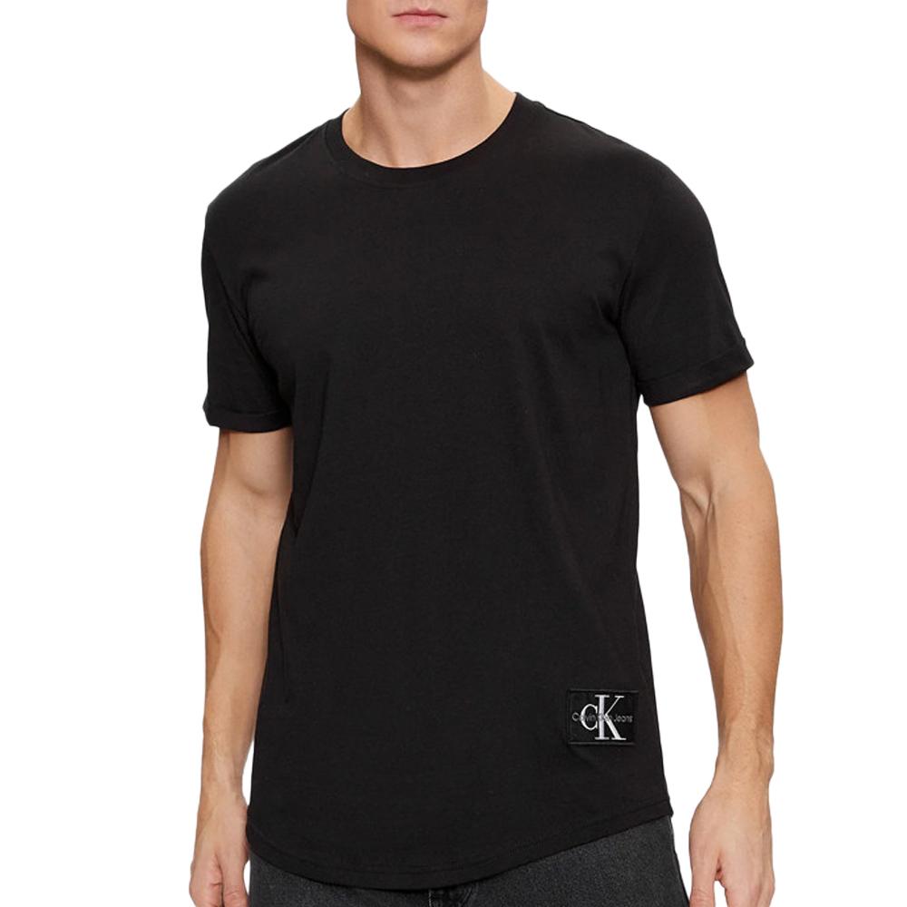T-Shirt Noir Homme Calvin Klein Jeans Badge Turn Up Sleeve pas cher