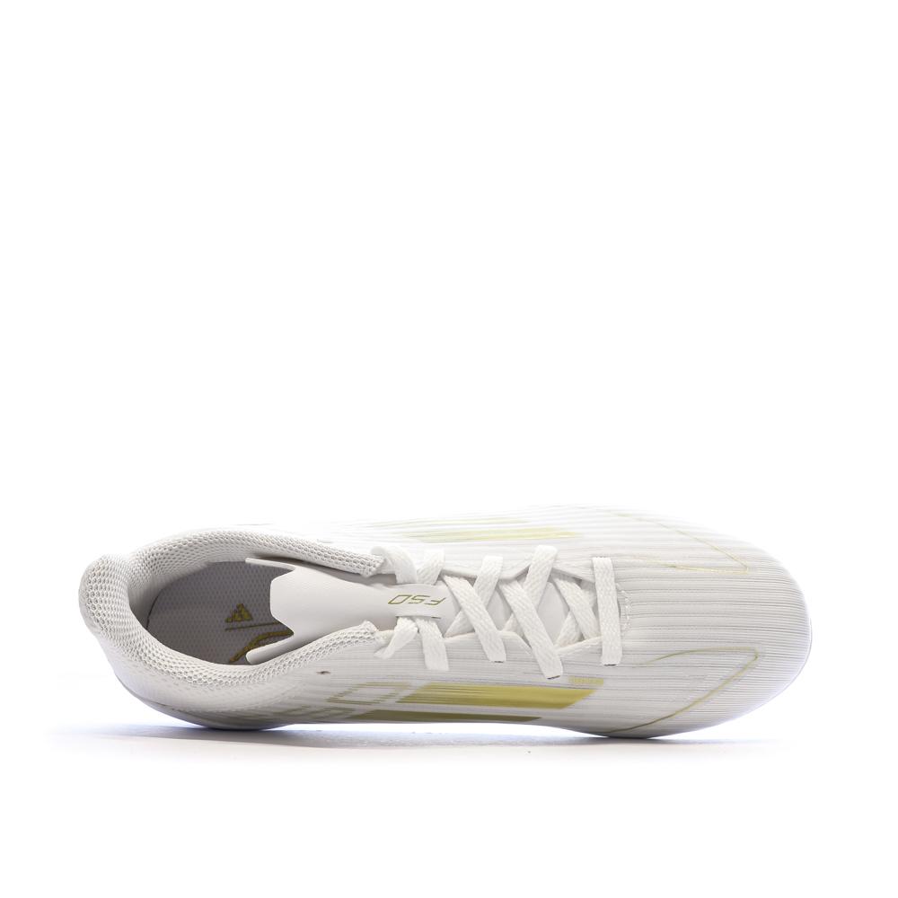 Chaussures de football Blanches/Doré Garçon Adidas F50 League vue 4