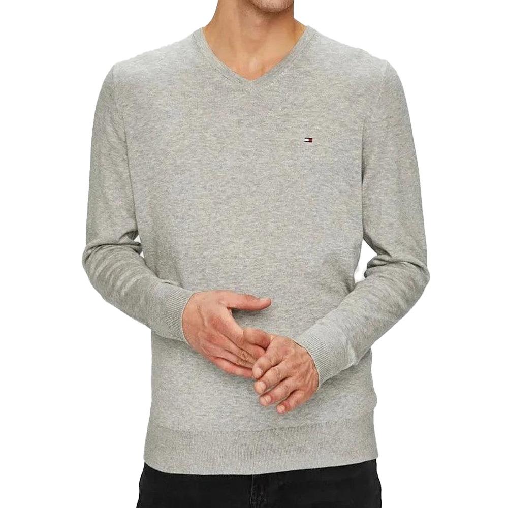Pull Gris Homme Tommy Hilfiger Pima MW0MW28047 pas cher
