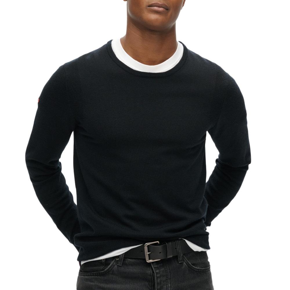 Pull Noir Homme Superdry Merino Crew Jumper pas cher