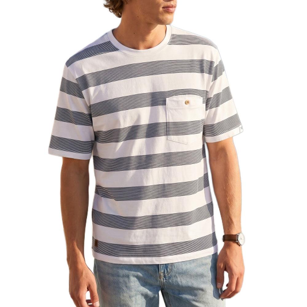 T-Shirt Blanc/Marine Homme RMS26 Rayures pas cher