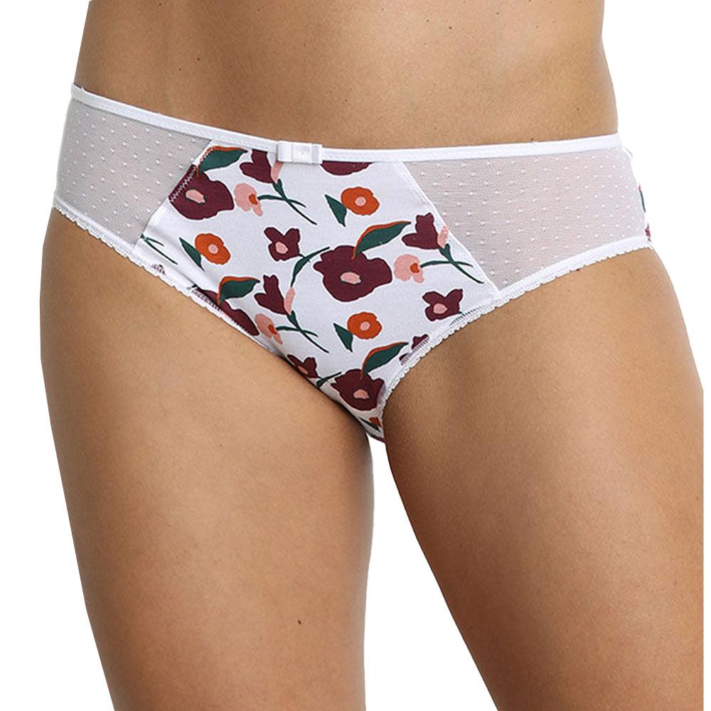 Culotte Blanche à fleurs coton Femme Dim Generous pas cher