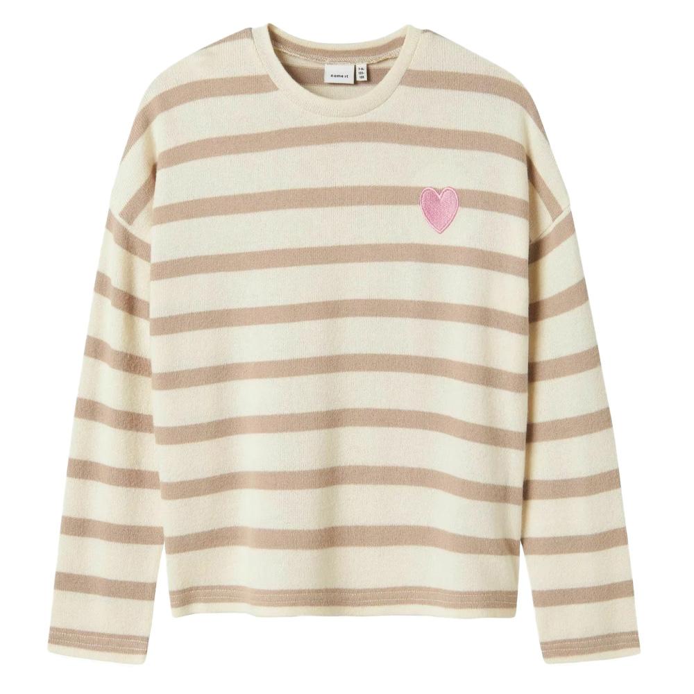 Pull Beige à rayures Fille Name It Follina pas cher