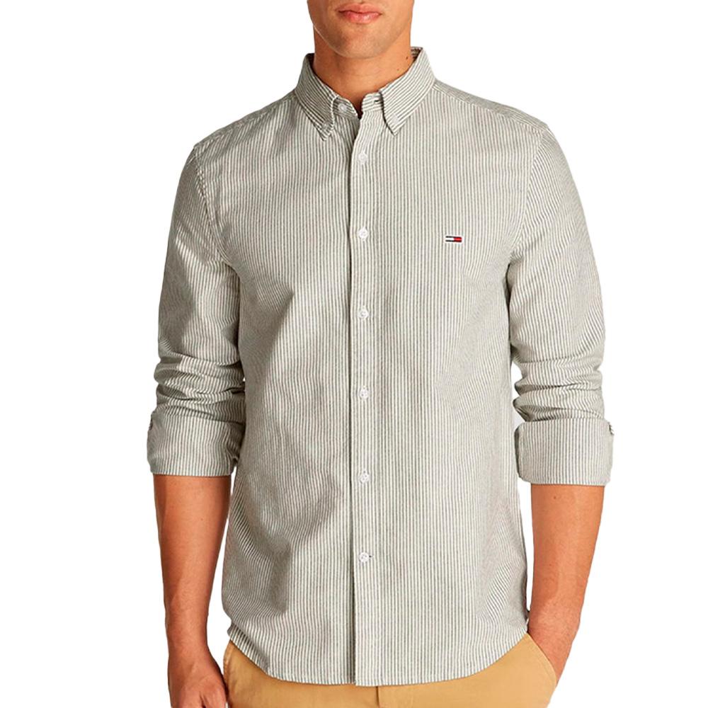 Chemise Rayures Vert/Blanc Homme Tommy Hilfiger Slim Stripe pas cher