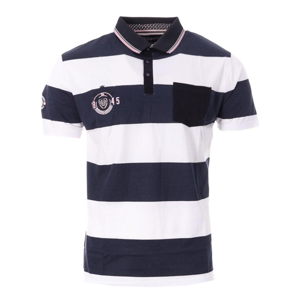 Polo Marine/Blanc Homme Rugby TOWN pas cher
