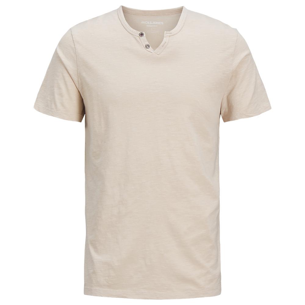 T-shirt Beige clair Homme Jack & Jones Split Neck pas cher