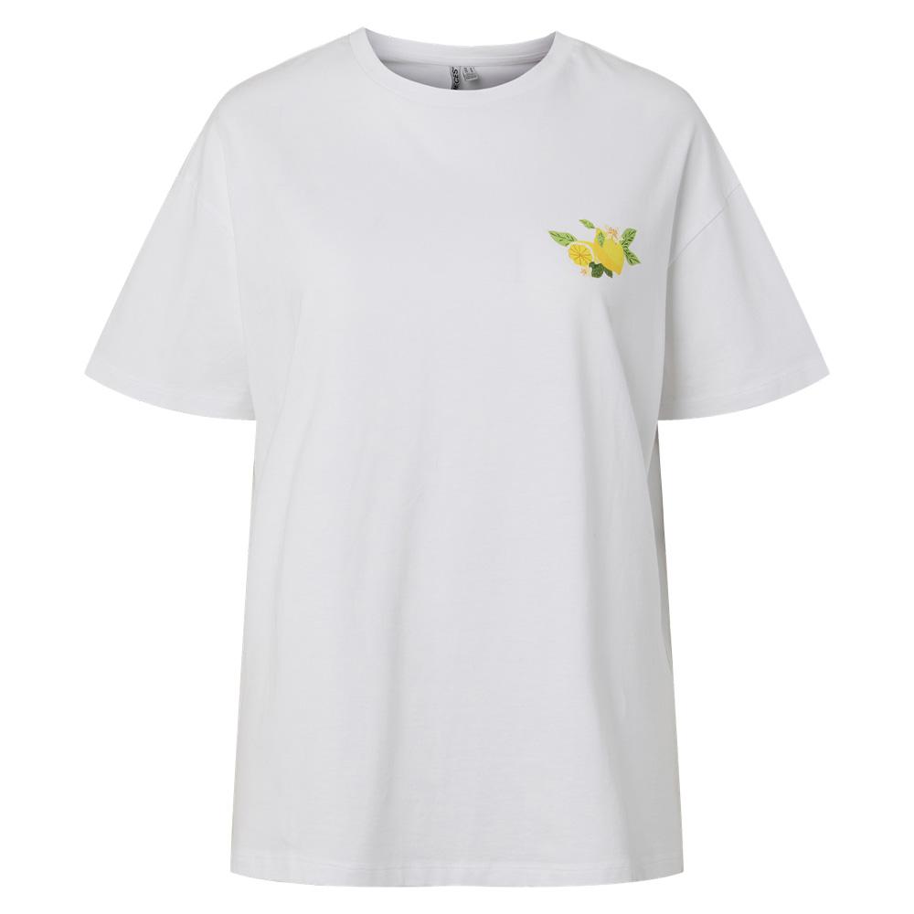 T-Shirt Blanc Femme Pieces Citron pas cher