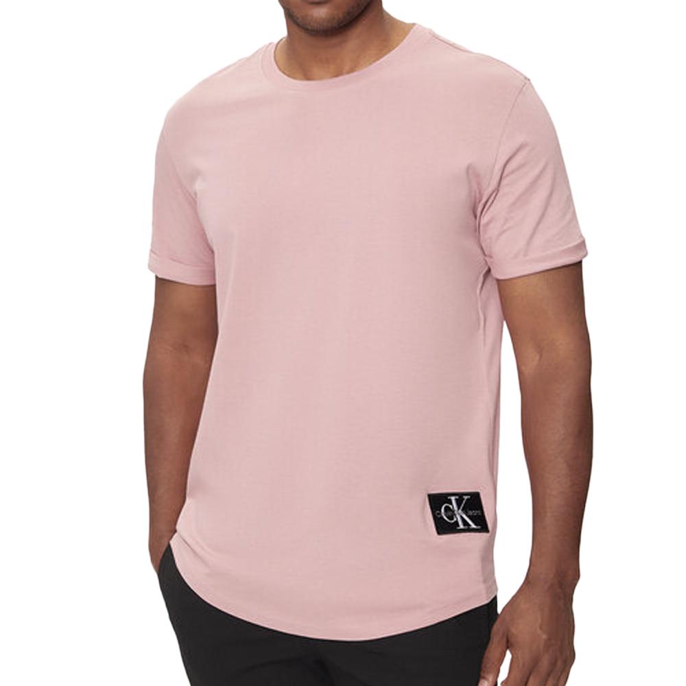 T-shirt Rose Clair Homme Calvin Klein Jeans Badge Turn Up pas cher
