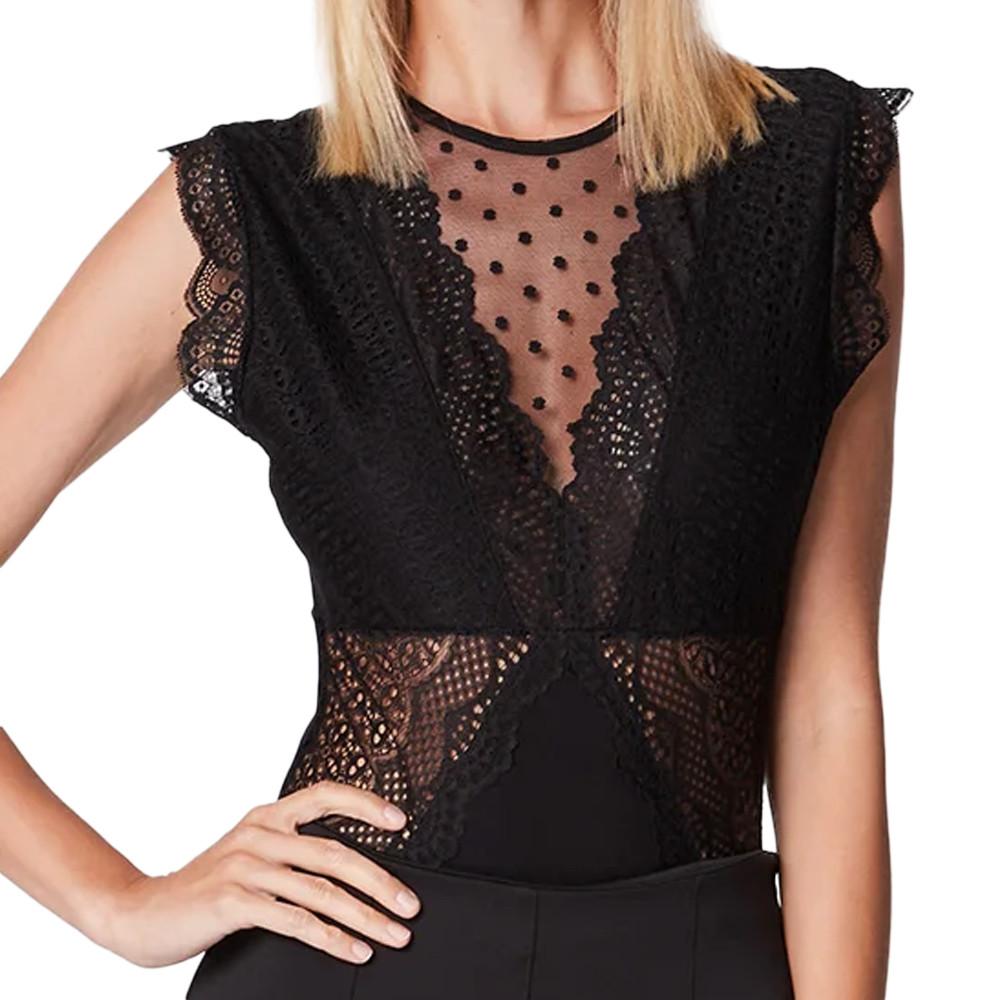 Body Noir dentelle Femme Morgan Dova pas cher