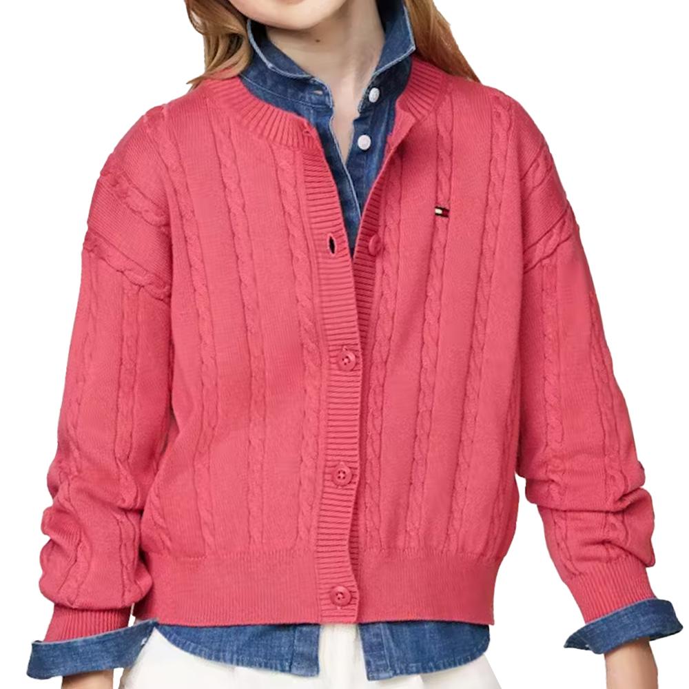 Gilet Rose Fille Tommy Hilfiger Cable pas cher