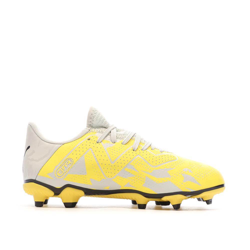 Chaussures de Foot Jaune/Gris Garçon Puma Future Play FG/AG vue 2