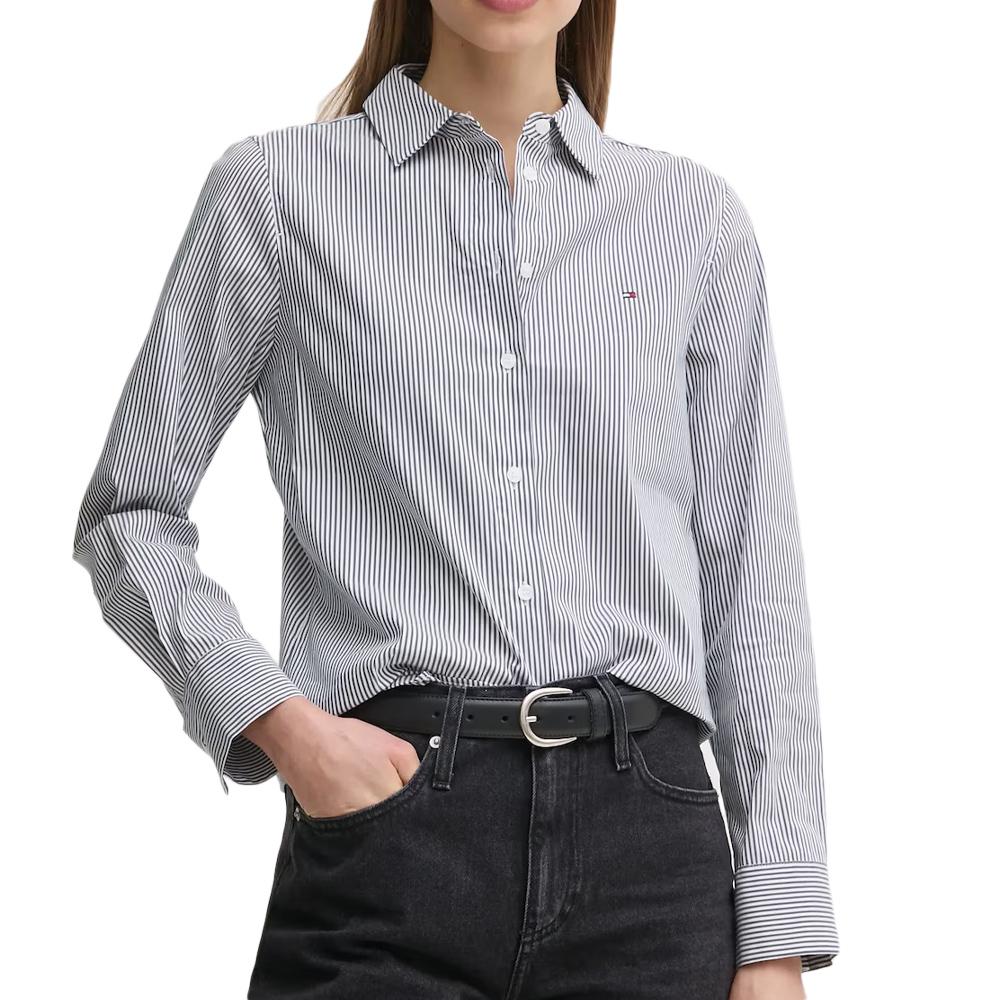 Chemise à Rayures Femme Tommy Hilfiger Ess Poplin Regular S pas cher