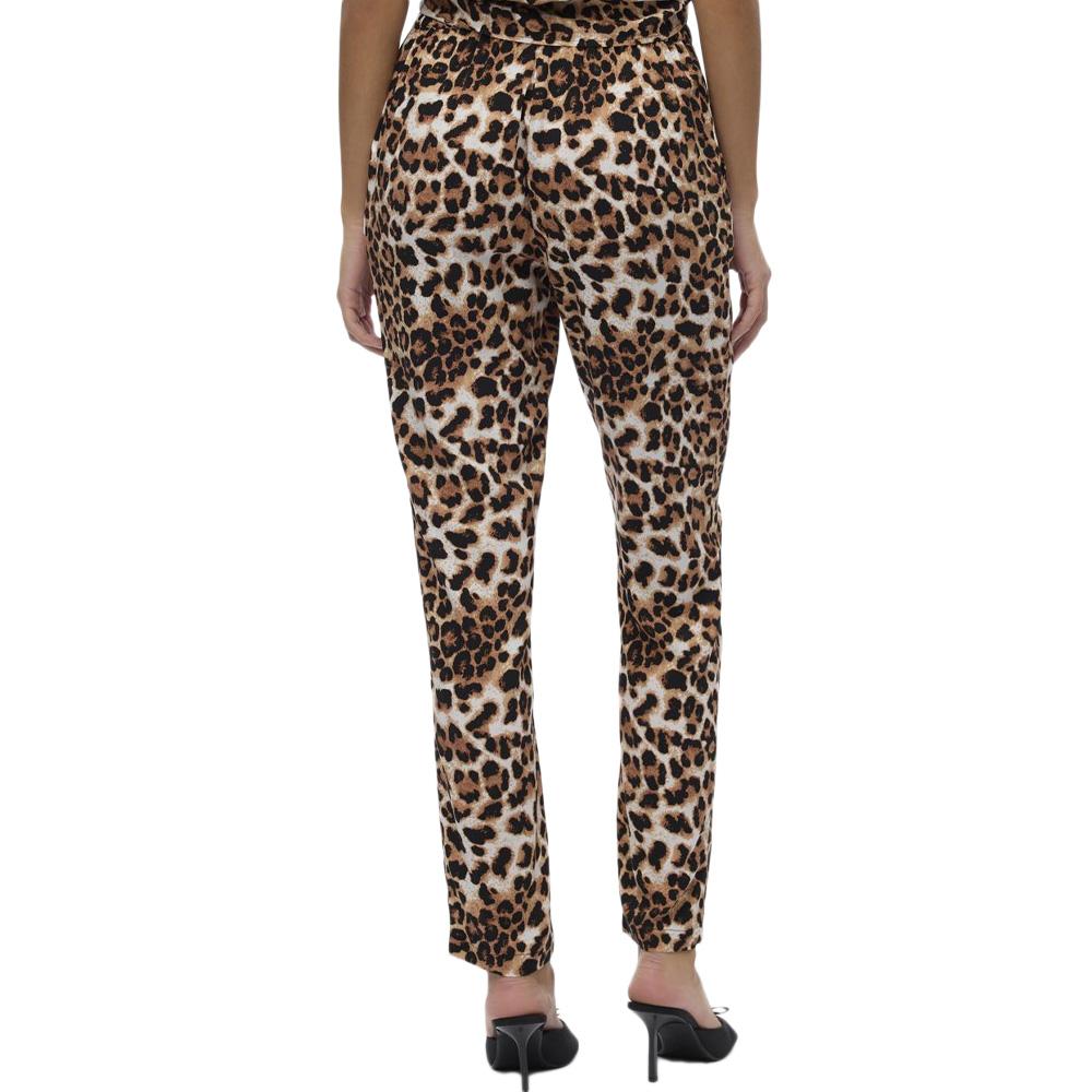 Pantalon fluide Léopard Noir/Beige Femme Vero Moda Easy Joy vue 2