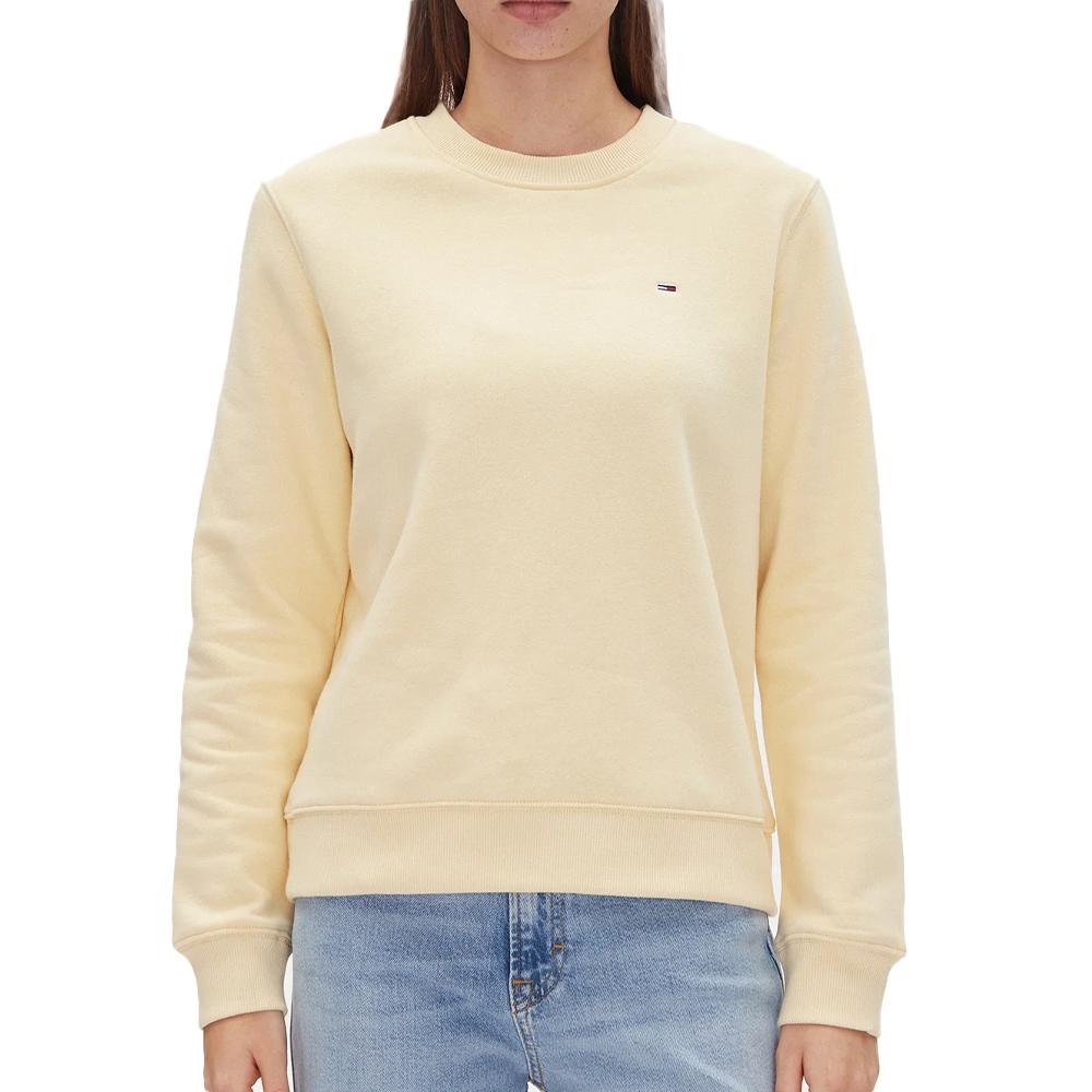 Sweat Jaune Femme Tommy Hilfiger Flag Crew pas cher
