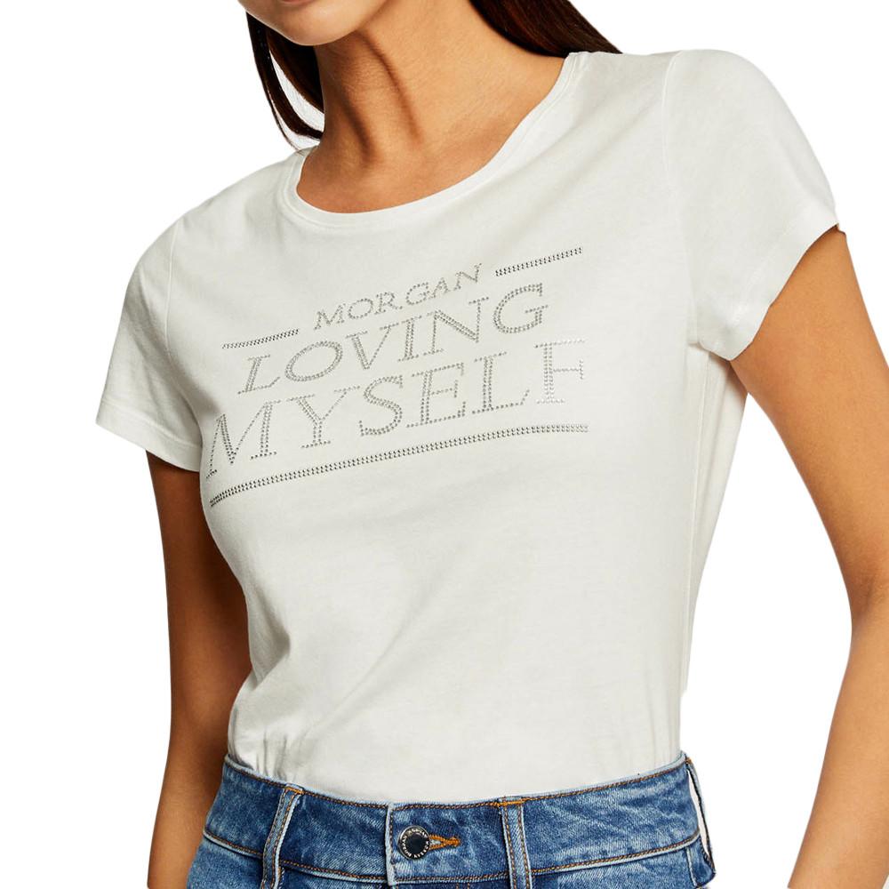 T-shirt Blanc Femme Morgan Lovy pas cher