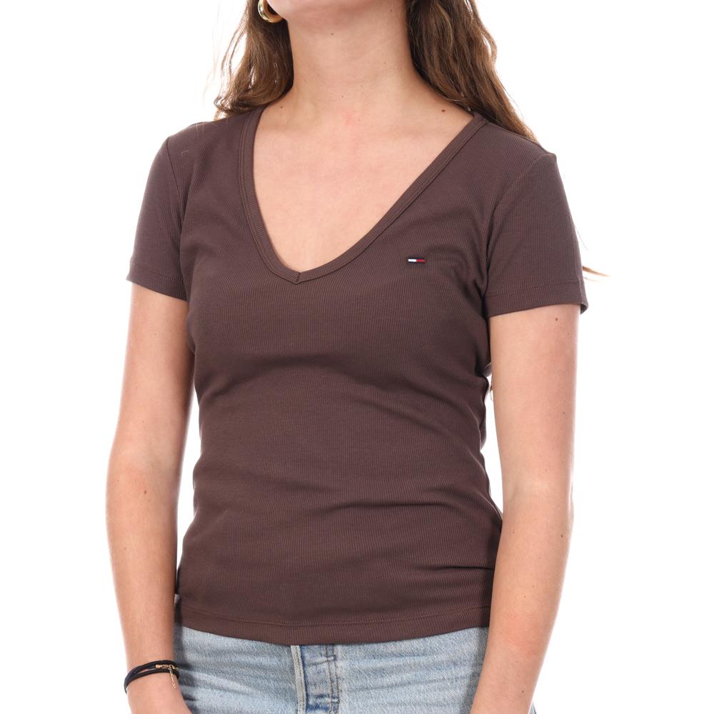 T-Shirt Marron Femme Tommy Hilfiger Essentials pas cher