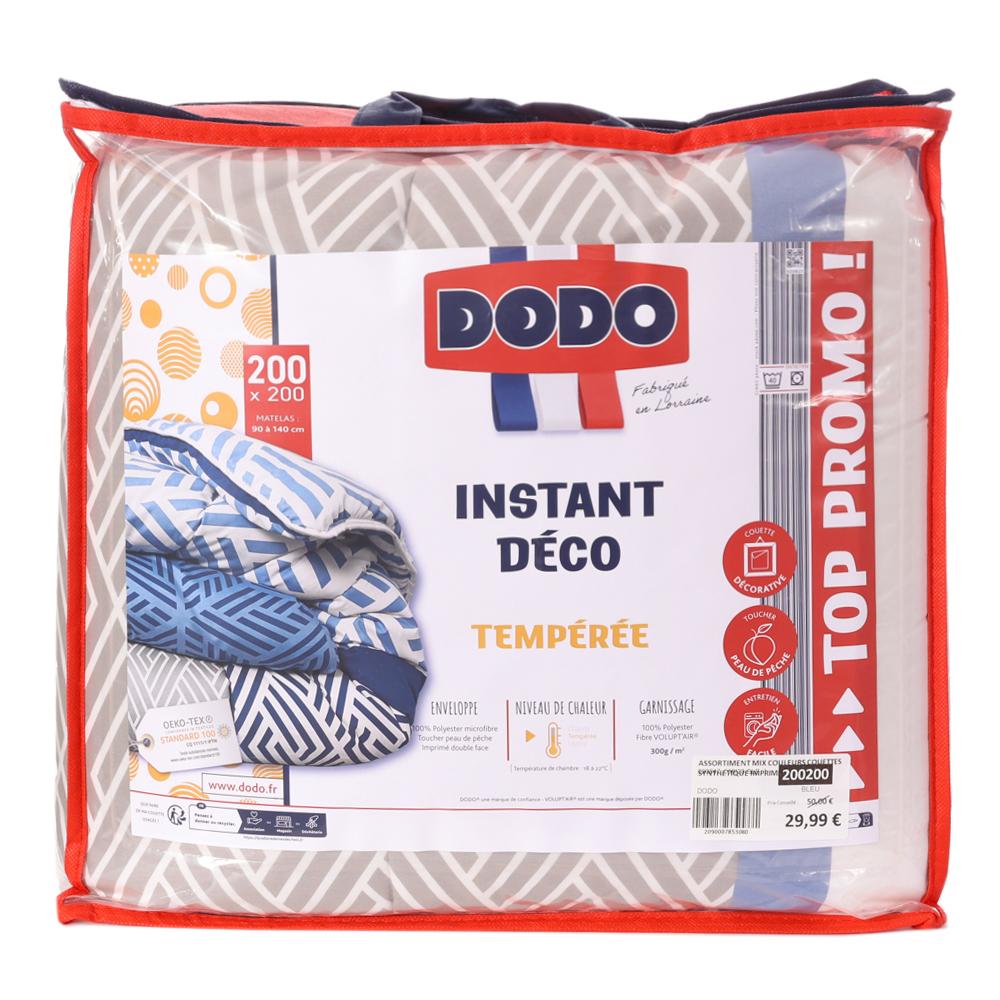 Couette Bleu/Gris Dodo Instant Déco 200x200 pas cher