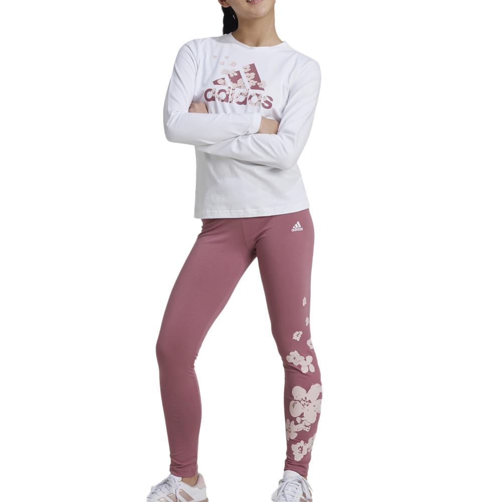 Survêtement Blanc/Rose Fille Adidas IV7315 pas cher