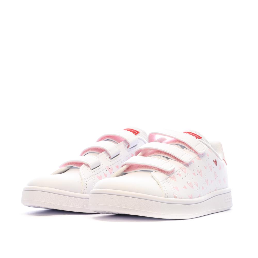 Baskets Blanche/Rose Adidas Advantage Cf C vue 6