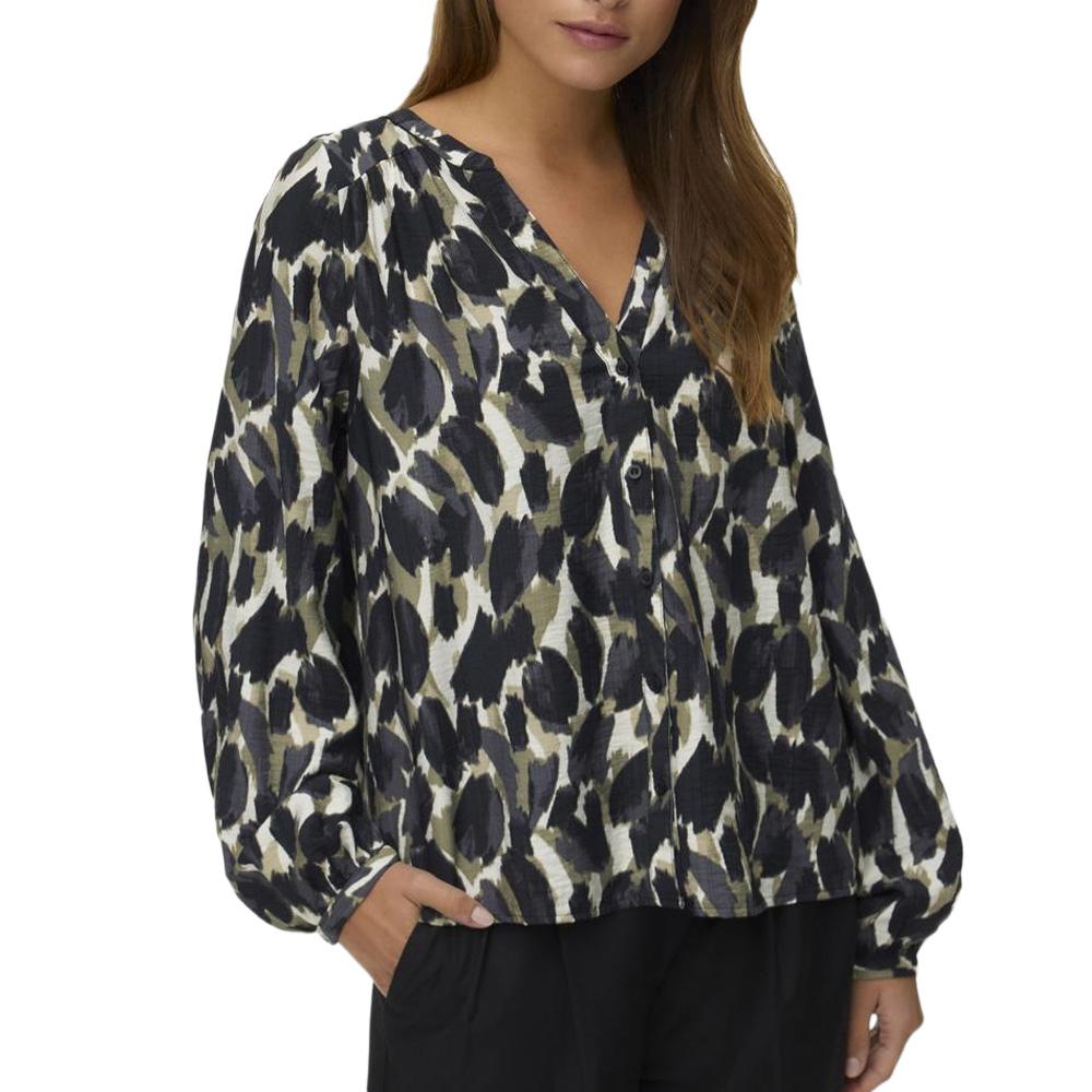 Blouse Noir/Kaki Femme Vero Moda Fanini pas cher