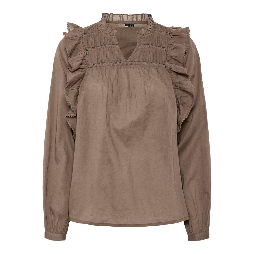 Blouse Marron Femme Pieces Makenna pas cher