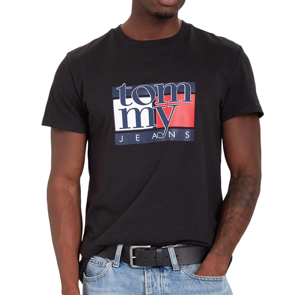 T-shirt Noir Homme Tommy Hilfiger Flag DM0DM21977 pas cher