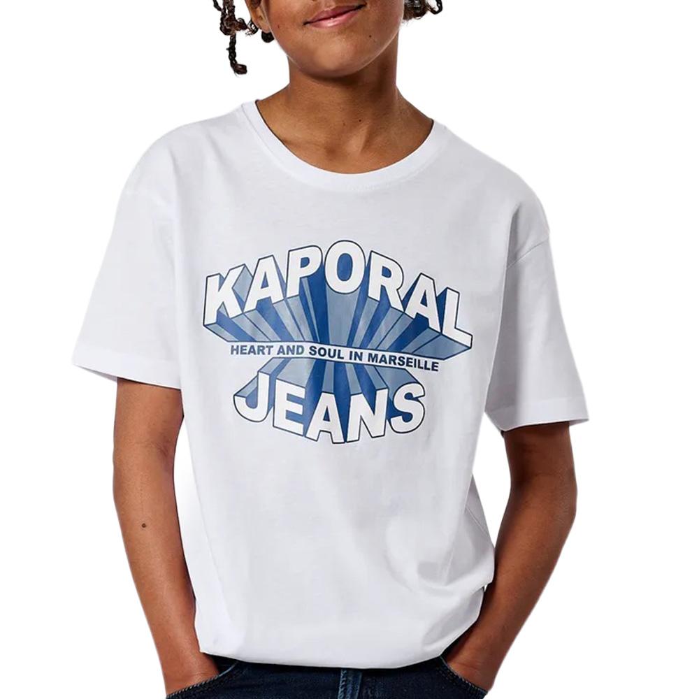 T-shirt Blanc/Bleu Garçon Kaporal Ticlass3 Mc pas cher