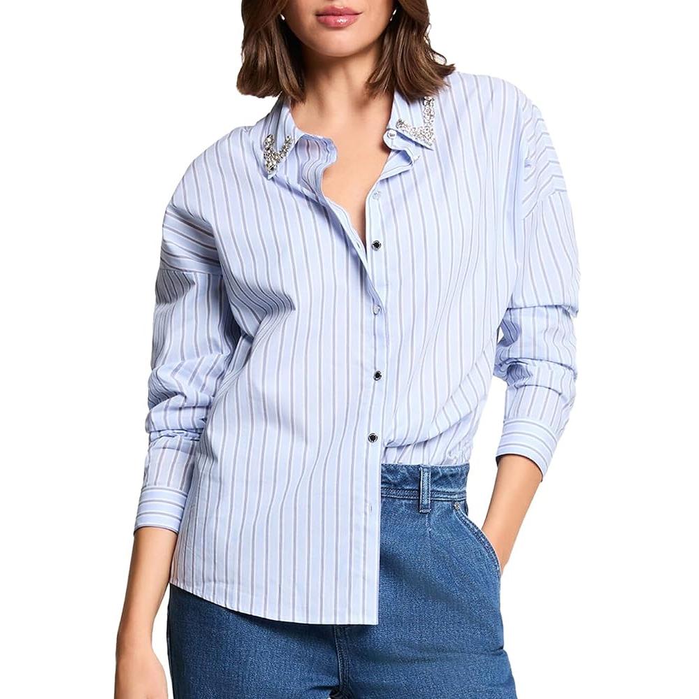 Chemise Oversize Bleu Femme Morgan Popeline vue 2