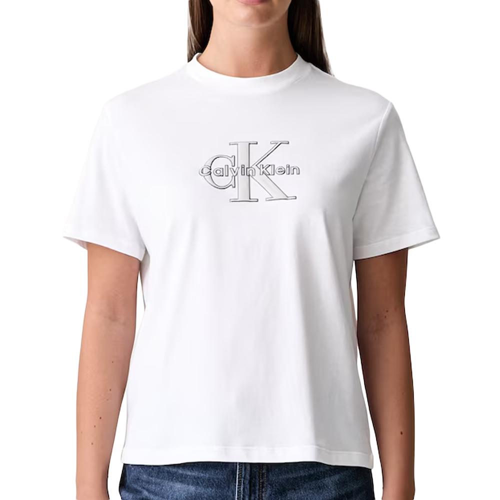 T-Shirt Blanc Femme Calvin Klein Jeans Classic Seasonal pas cher