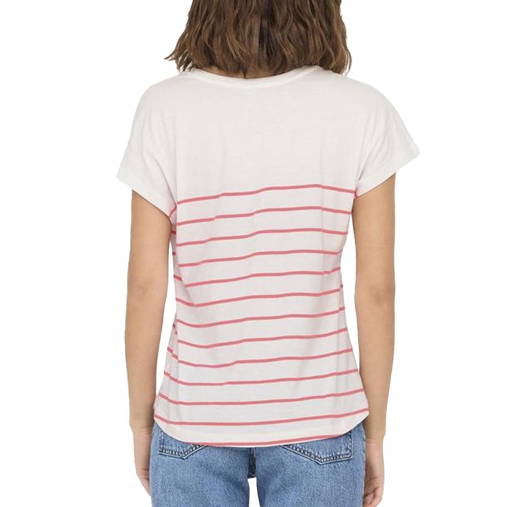 T-Shirt Blanc/Rose Femme Only Emily vue 2