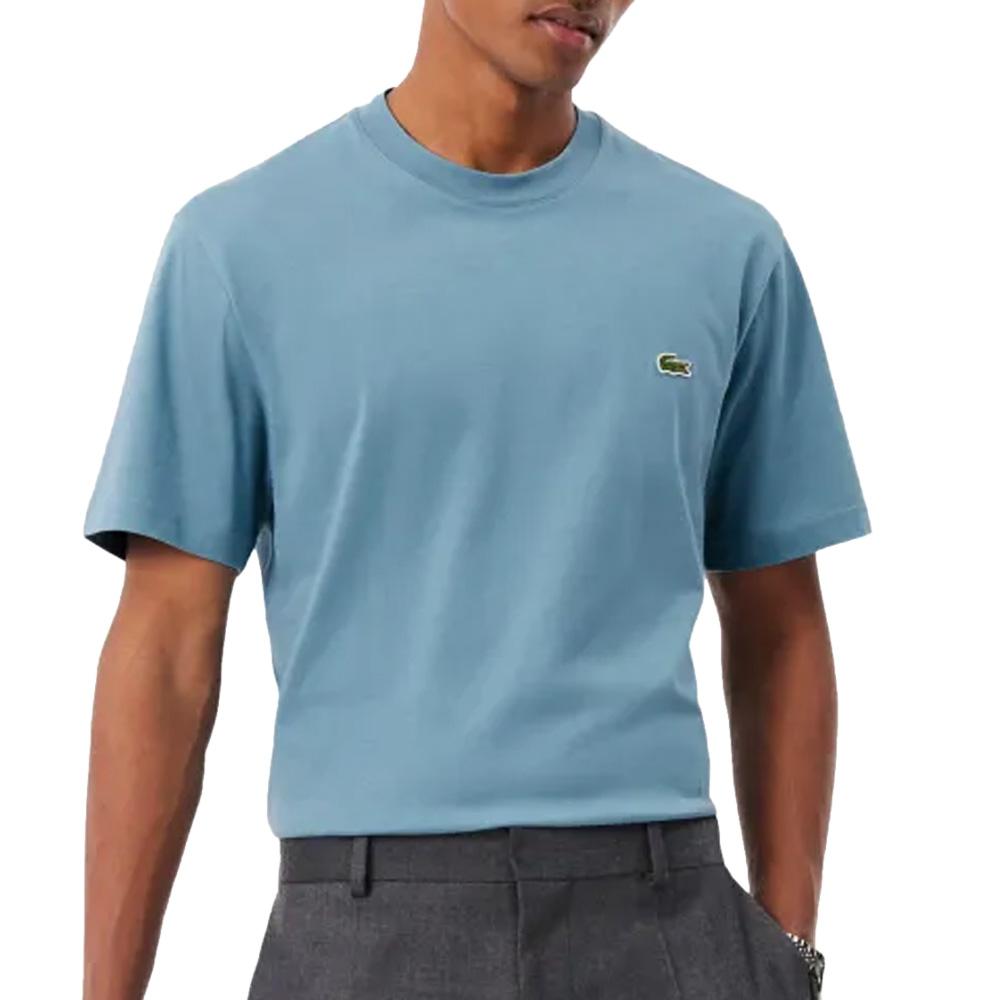 T-Shirt Bleu Homme Lacoste Classic Fit Weight pas cher