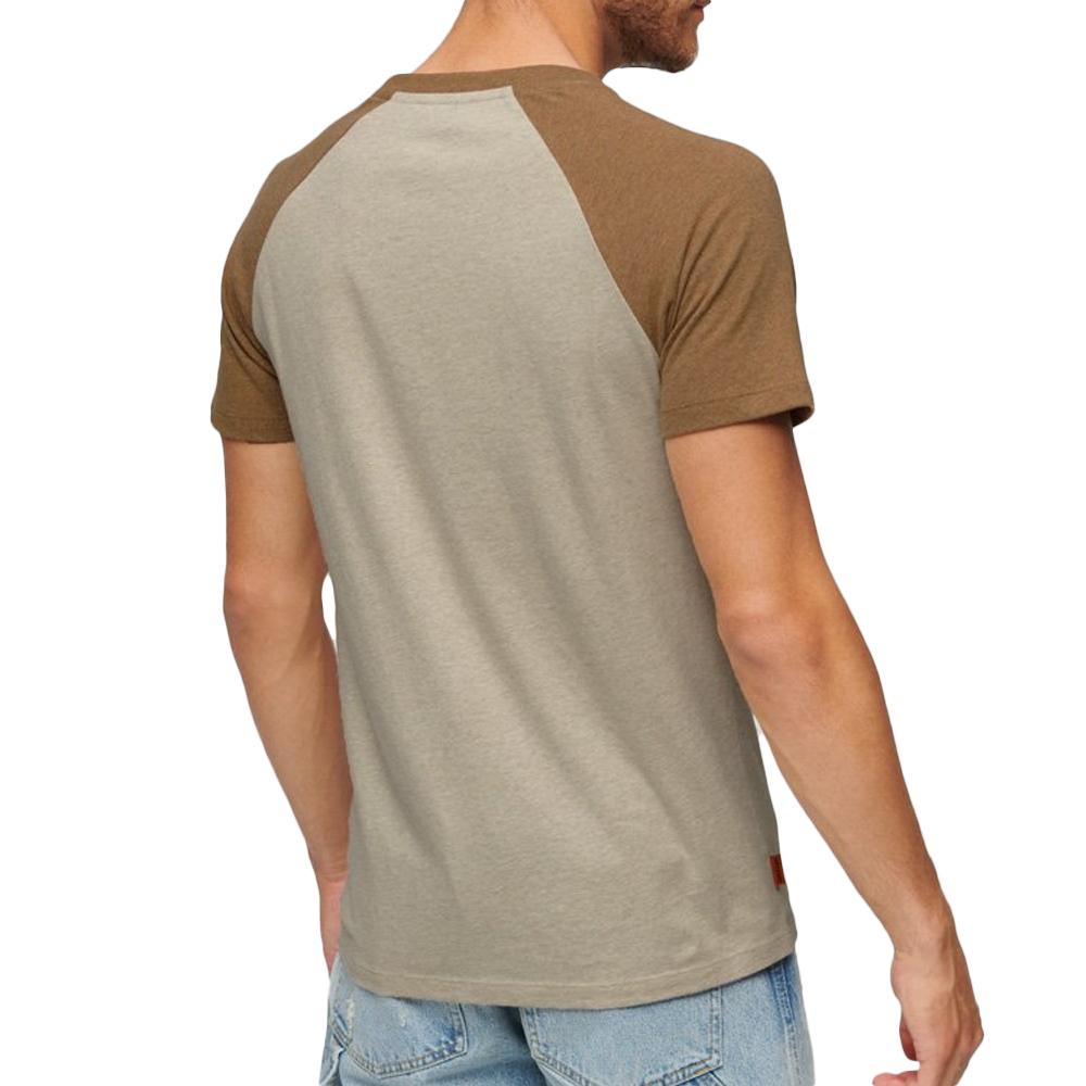 T-shirt Beige/Marron Homme Superdry Essential Logo Baseball vue 2