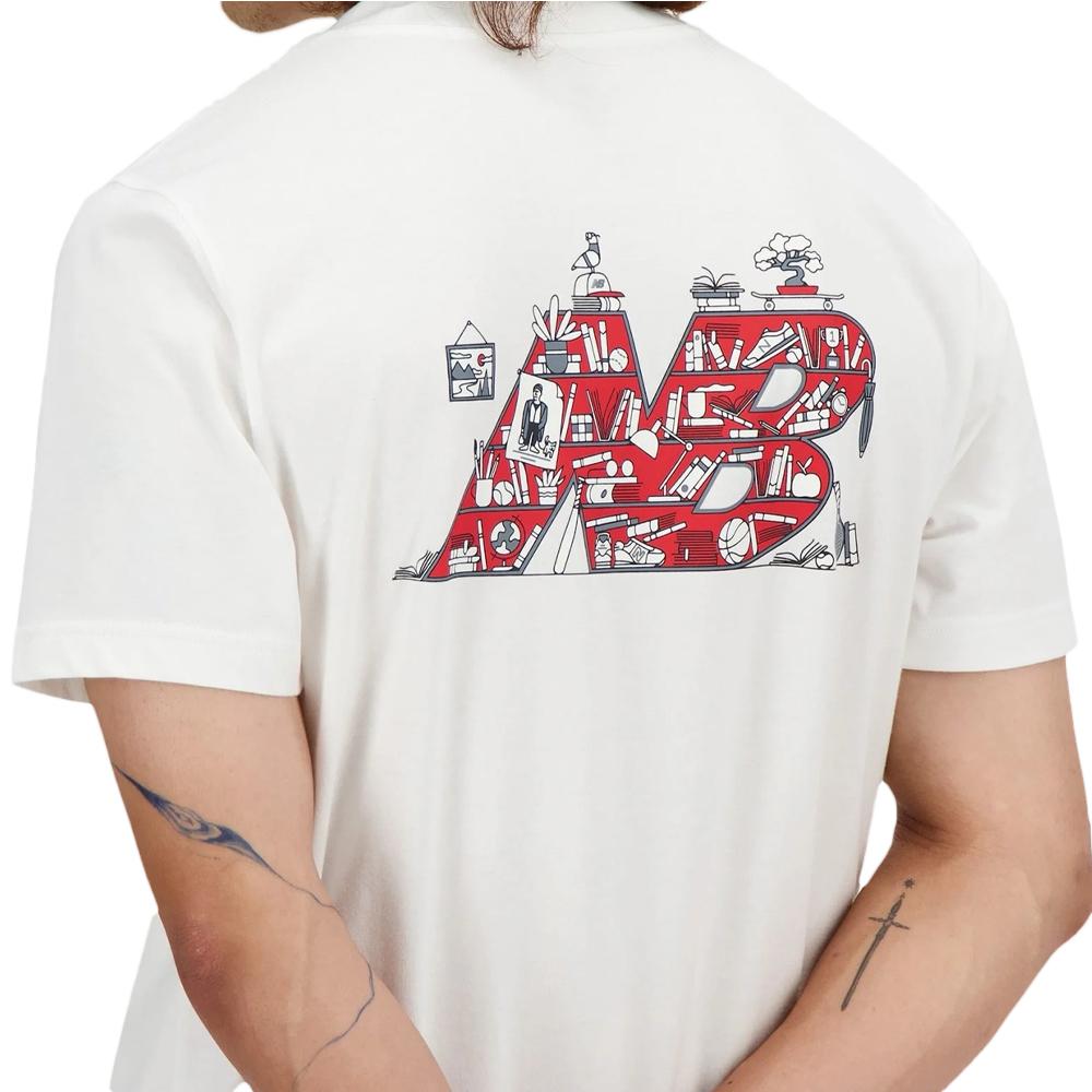 T-shirt Blanc/Rouge Homme New Balance Booksh vue 2