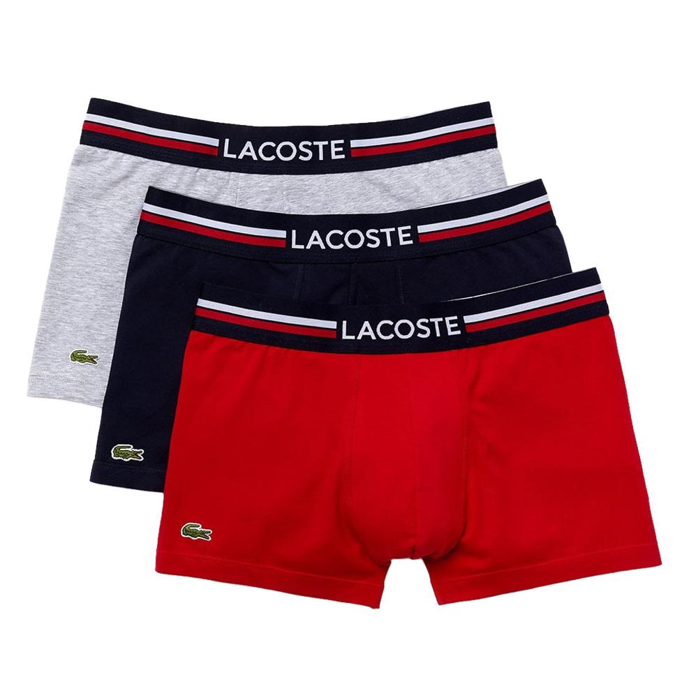 x3 Boxers Noir/Gris/Rouge Homme Lacoste 5H3386 pas cher
