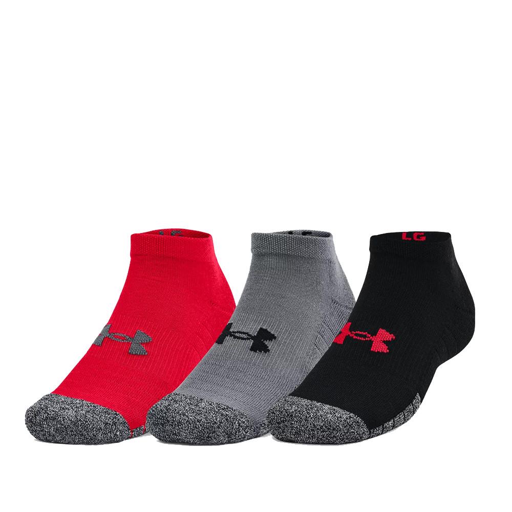 X3 Paires de Chaussettes Noires/Gris/Rouge Homme Under Armour Heatgear pas cher