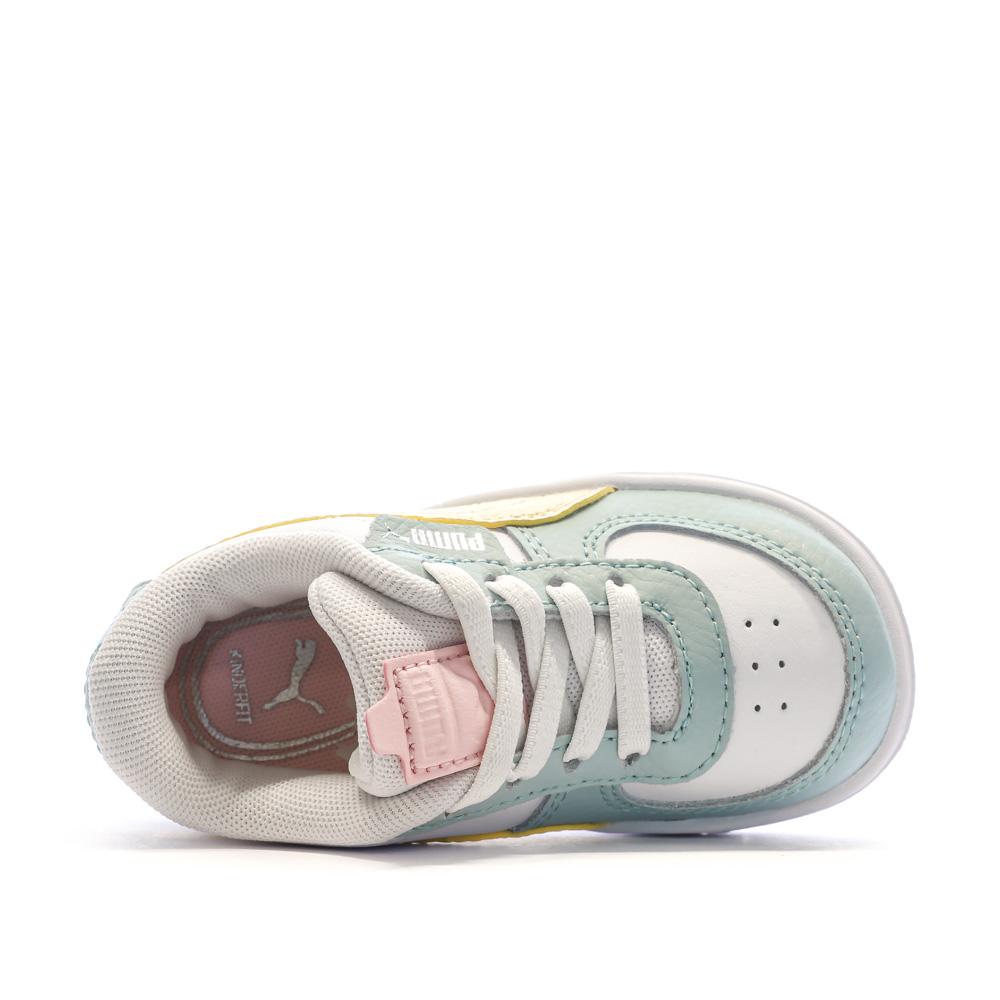 Baskets Blanches/Vert d'Eau/Jaune Garçon/Fille Puma Cali Dream vue 4