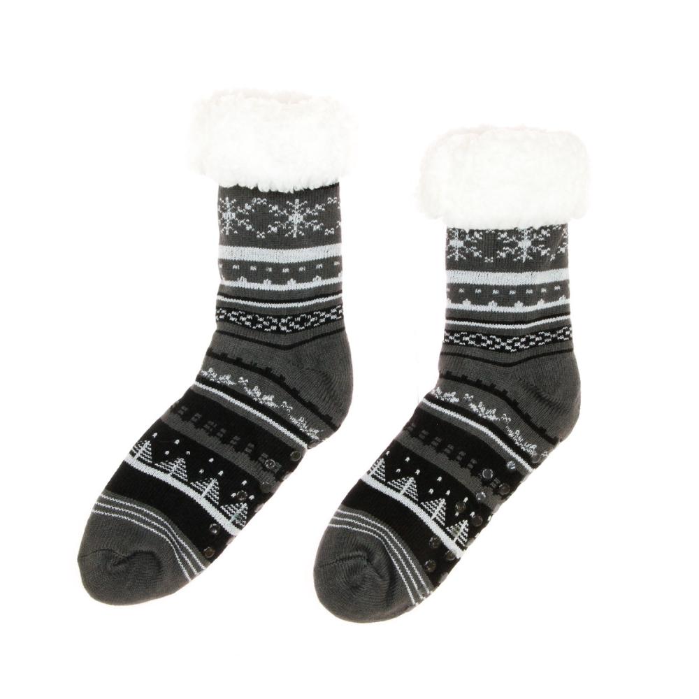 Chaussettes Molletonné Gris/Noir Homme Winter Socks Sherpa pas cher
