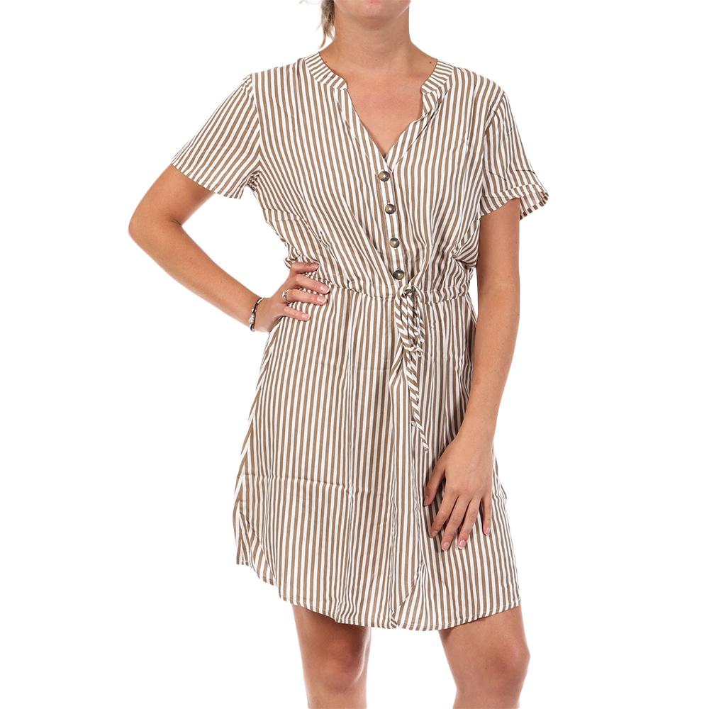 Robe Rayure Marron/Blanc Femme JDY Life pas cher