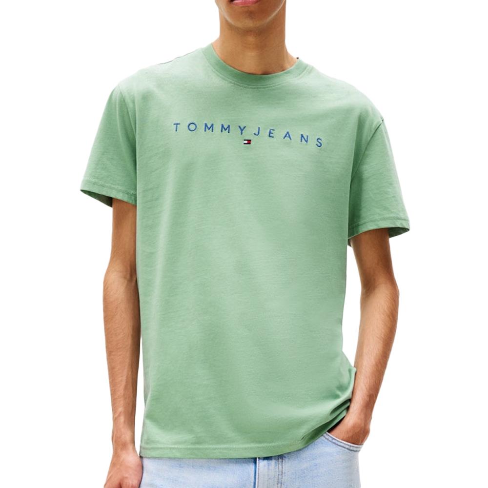 T-Shirt Vert Homme Tommy Hilfiger Reg Linear pas cher