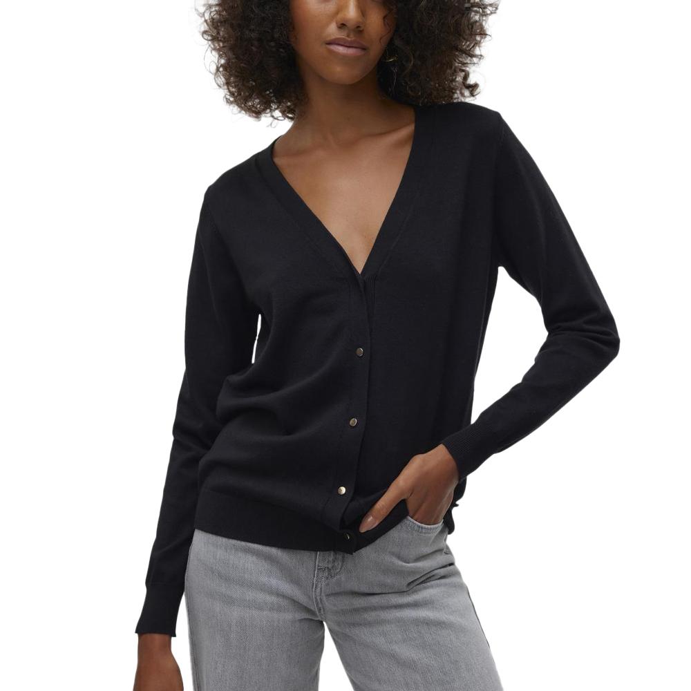 Gilet Noir Femme Vero Moda Silje V-neck Cardigan Moonbeam pas cher