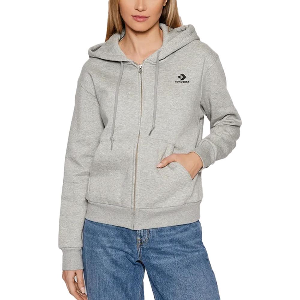 Sweat à Capuche Gris Femme Converse Star Chevron pas cher